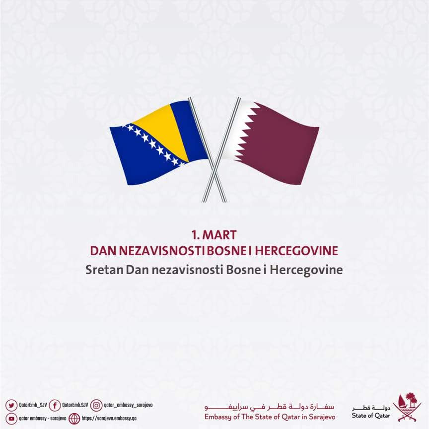 Ambasada Države Katar čestitala Dan nezavisnosti BiH